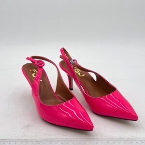FSJ Pink Pointed Toe Pumps High Heel Slingback with Buckle Ladies Shoes